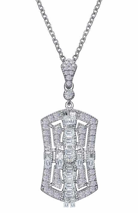 Lafonn Baguette Heritage Simulated Diamond Pendant Necklace