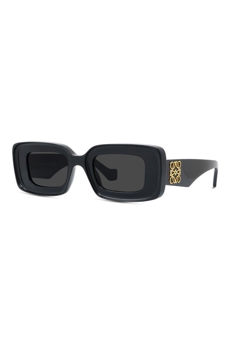 Chunky Anagram 46mm Rectangular Sunglasses, Alternate, color, SHINY BLACK / SMOKE