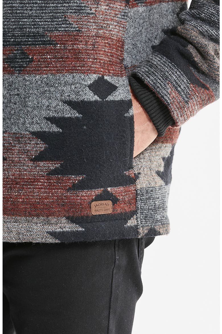 Wool Blend Faux Fur Lined Shirt Jacket, Alternate, color, BLACK RED AZTEC