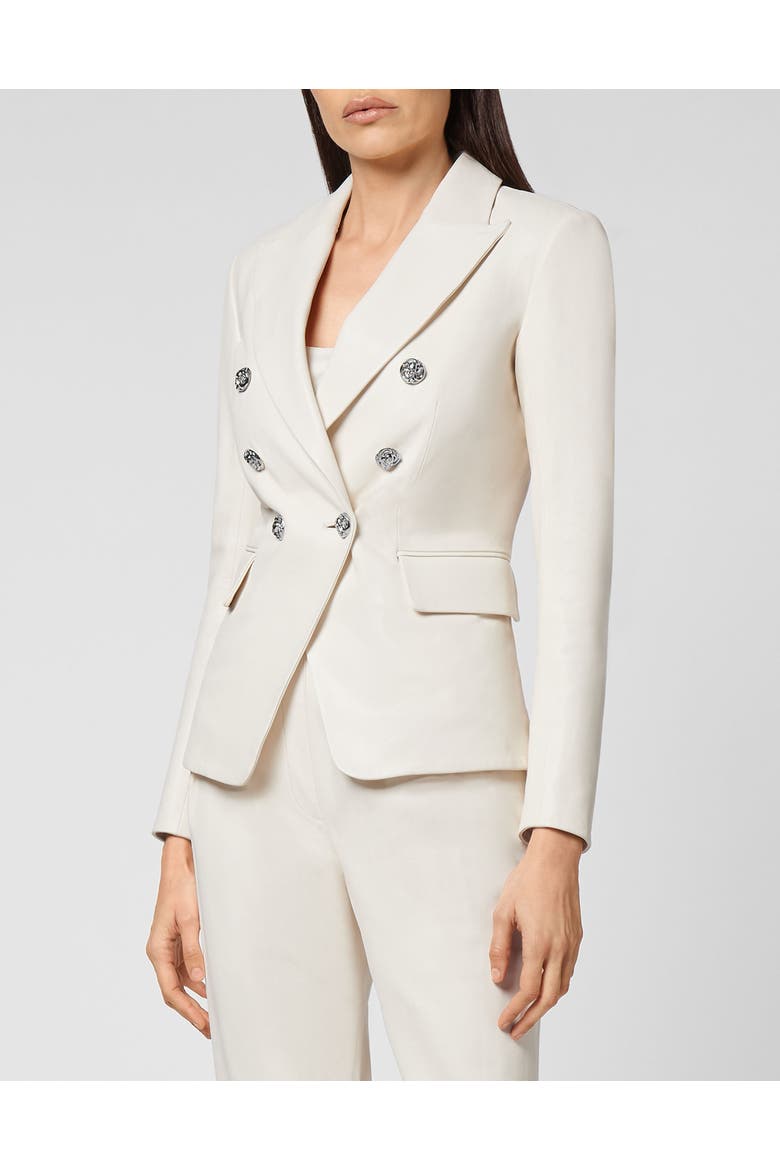 Leather Blazer Iconic Plein Women, Main, color, Cream