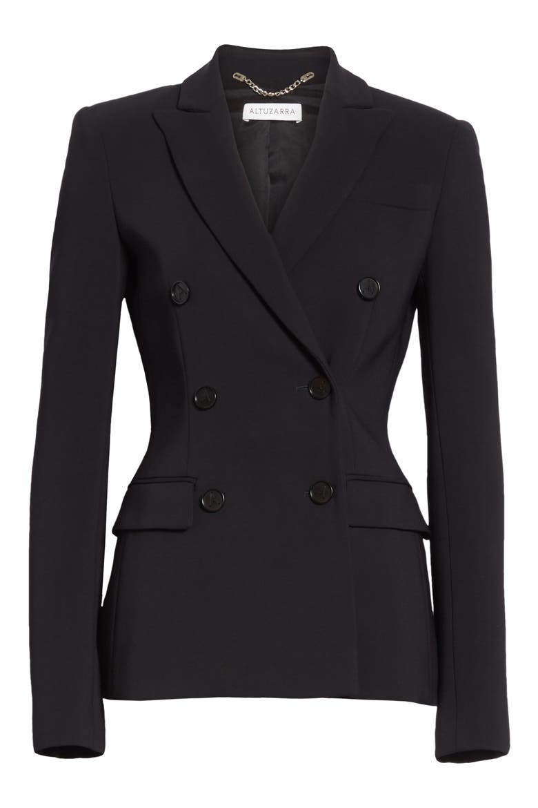 Double Breasted Blazer, Alternate, color, BLACK