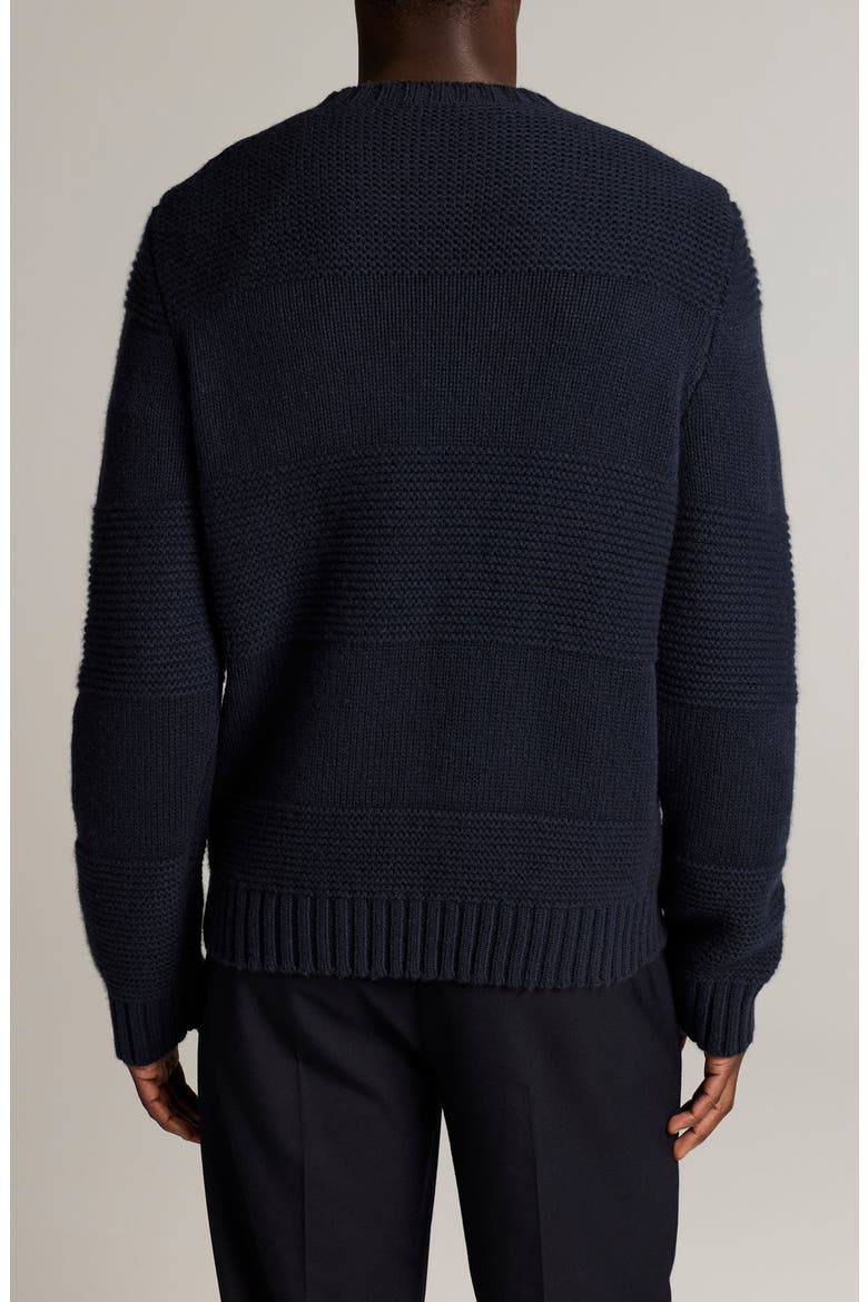 Rugby Stripe Garter Stitch Wool Sweater, Alternate, color, COASTAL