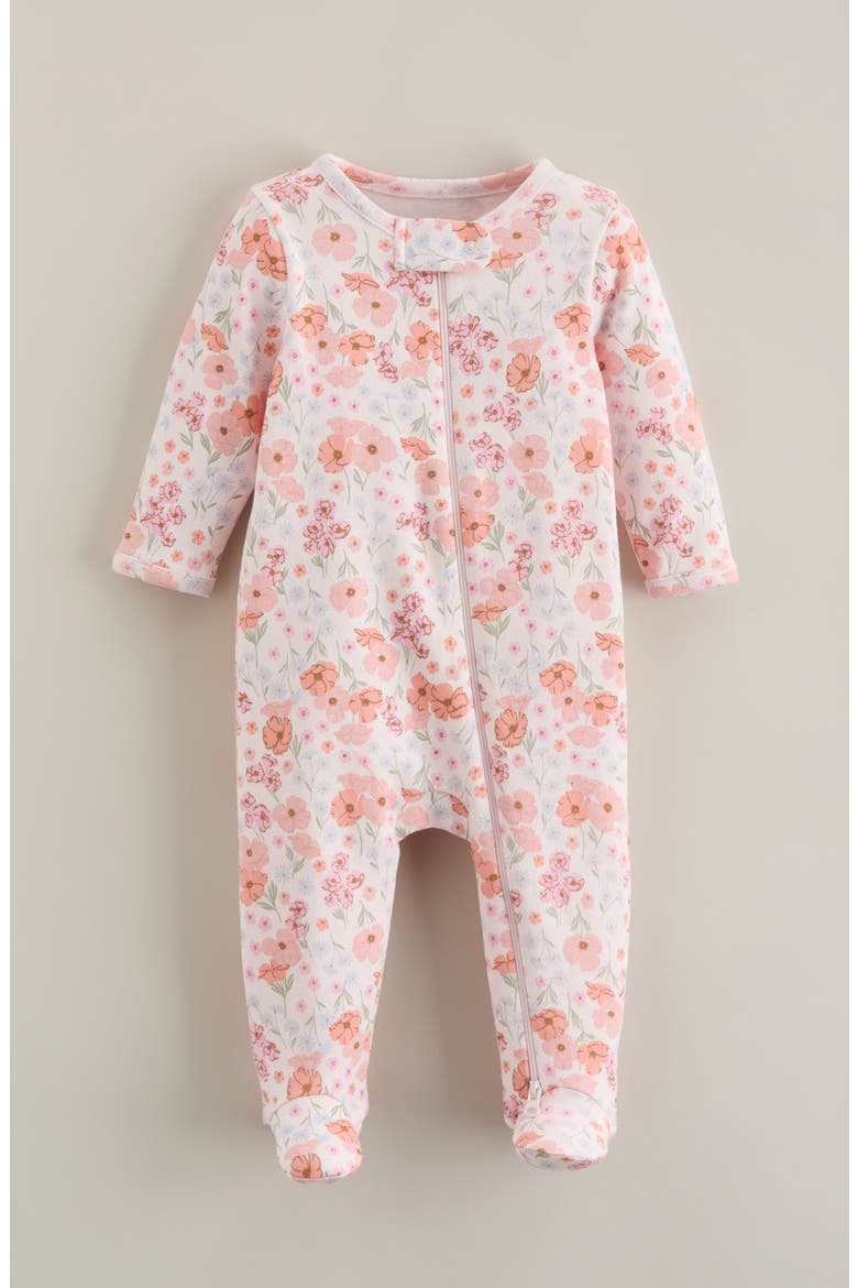 Print Cotton Footie, Main, color, PINK HEAVEN POPPY GARDEN