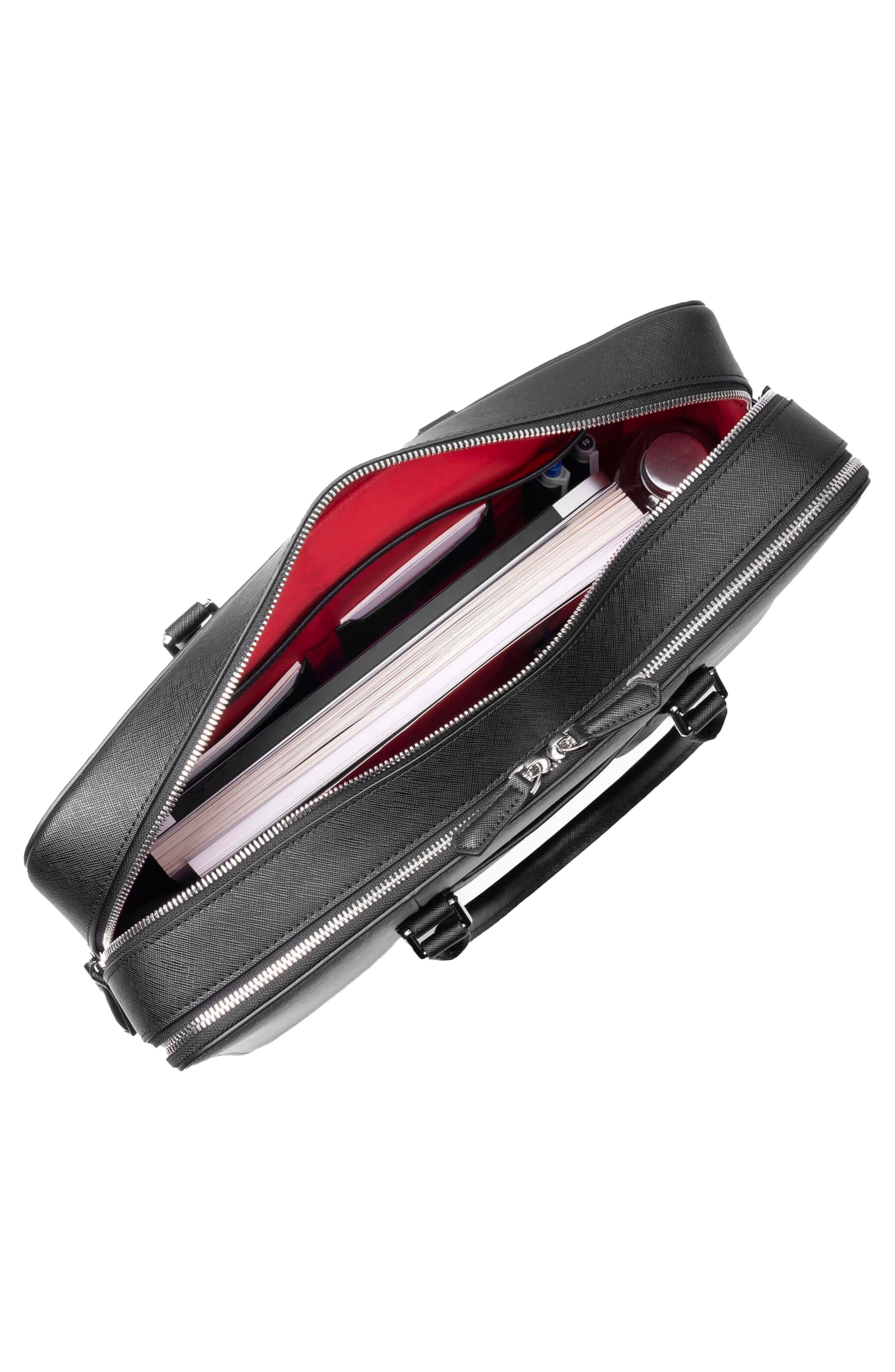 Maverick & Co. Manhattan Double Zip Leather Briefcase, Alternate, color, Black