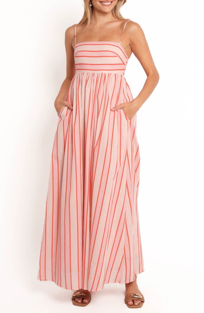 Petal & Pup Odessa Stripe Cotton Maxi Sundress, Main, color, Pink Stripe