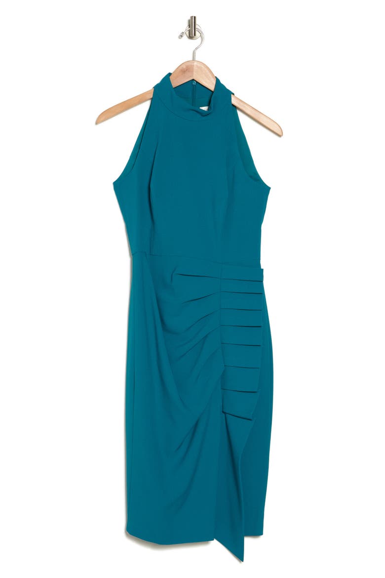 Sleeveless Pleat Ruffle Sheath Dress, Alternate, color, JADE