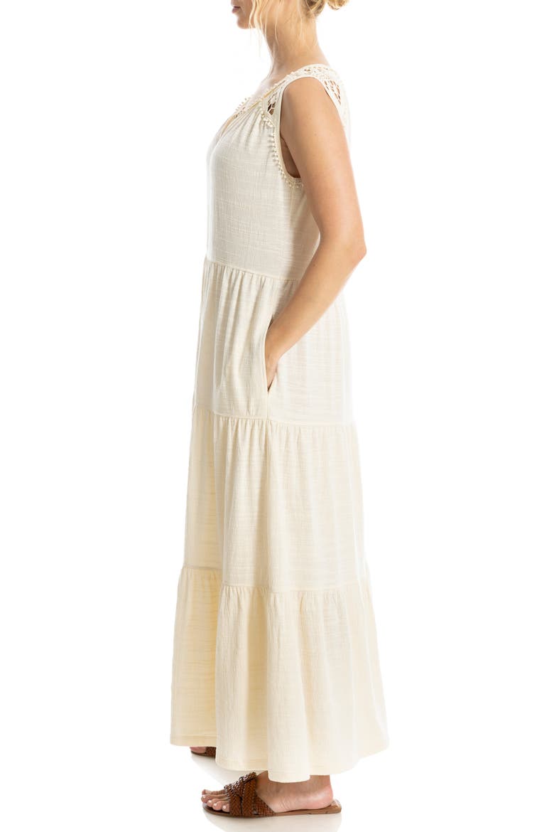 Crochet Trim Tiered Maxi Dress, Alternate, color, EGGSHELL-EGGSHELL
