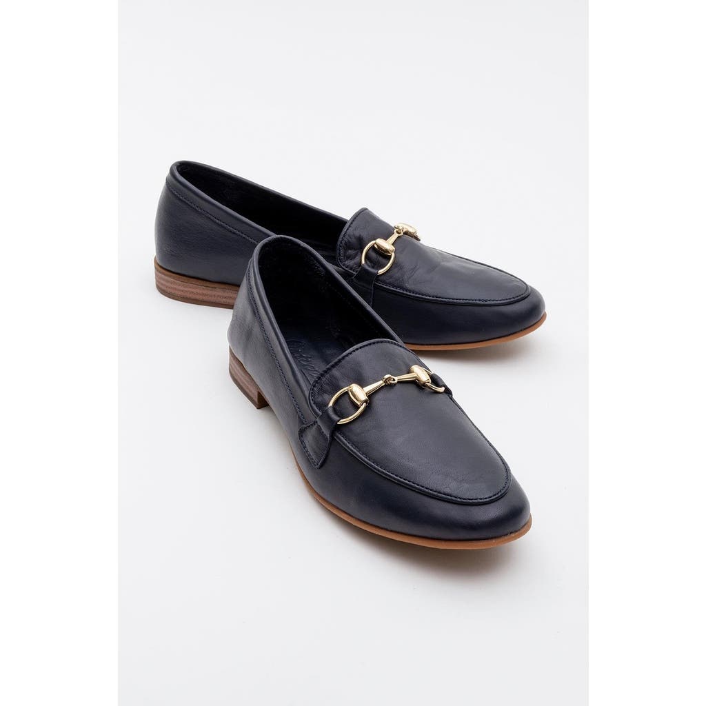 Forever & Always Shoes Rory Leather Bit Loafer In Dark Blue Leather