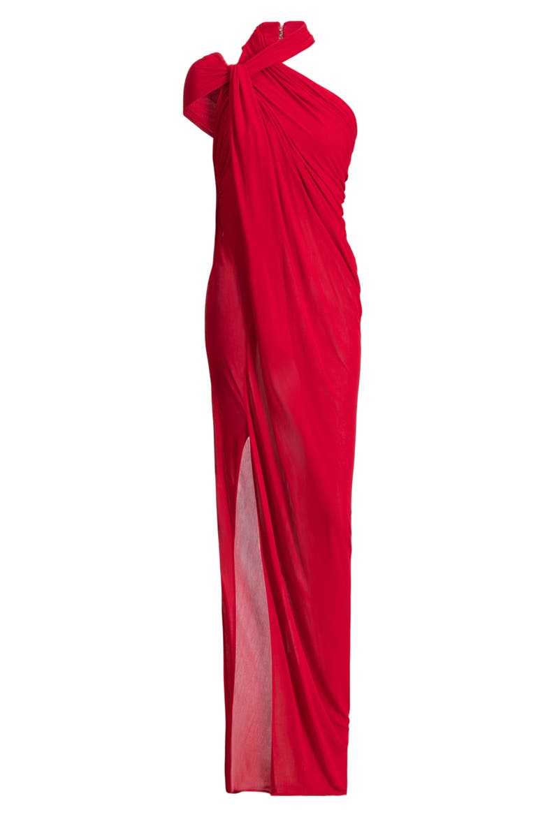 Long draped jersey dress, Alternate, color, red