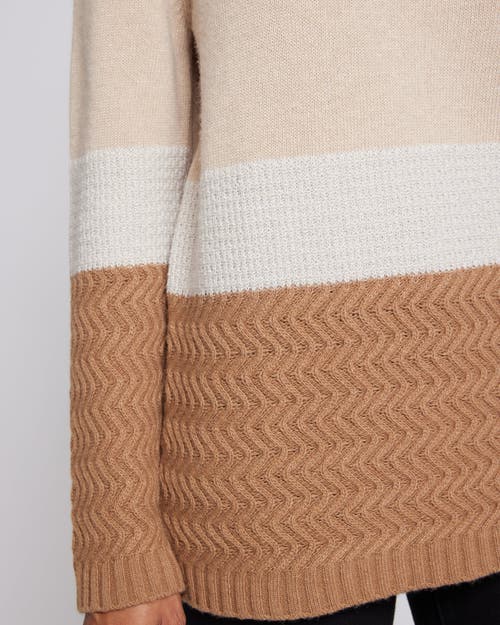 Santorelli Dora Color Block Sweater In Beige