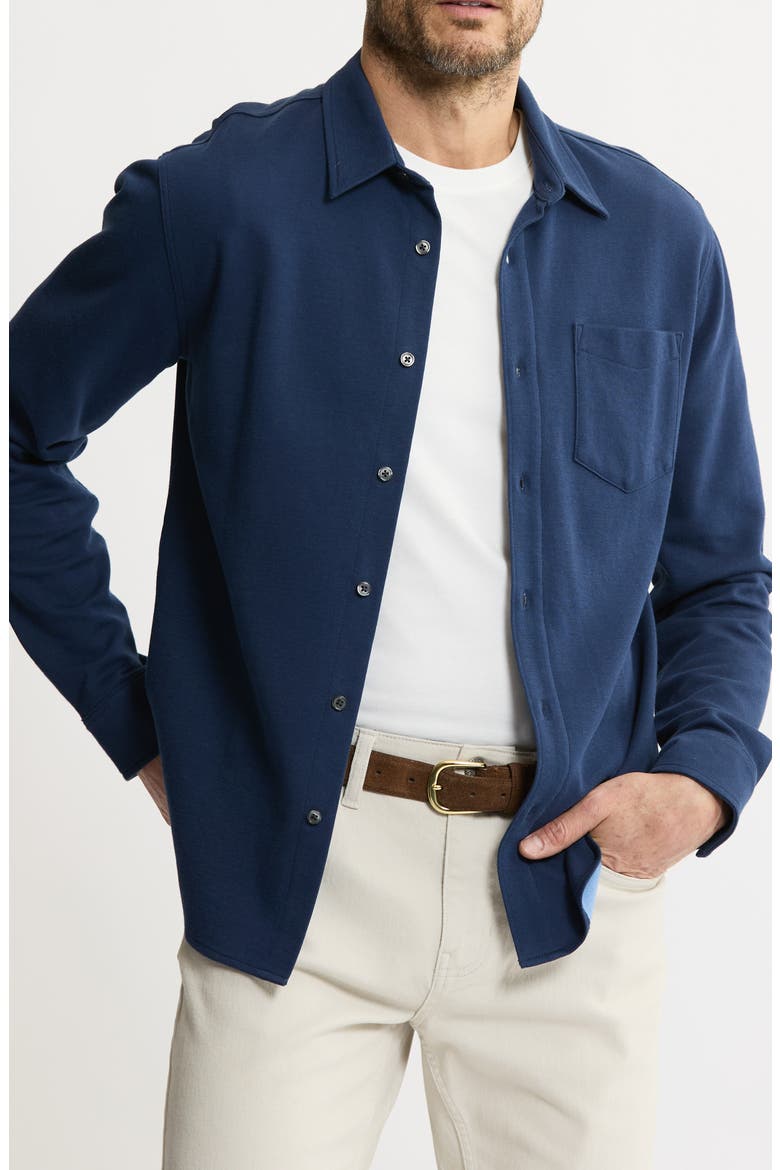 Stretch Pima Cotton Button-Up Shirt, Main, color, NAVY