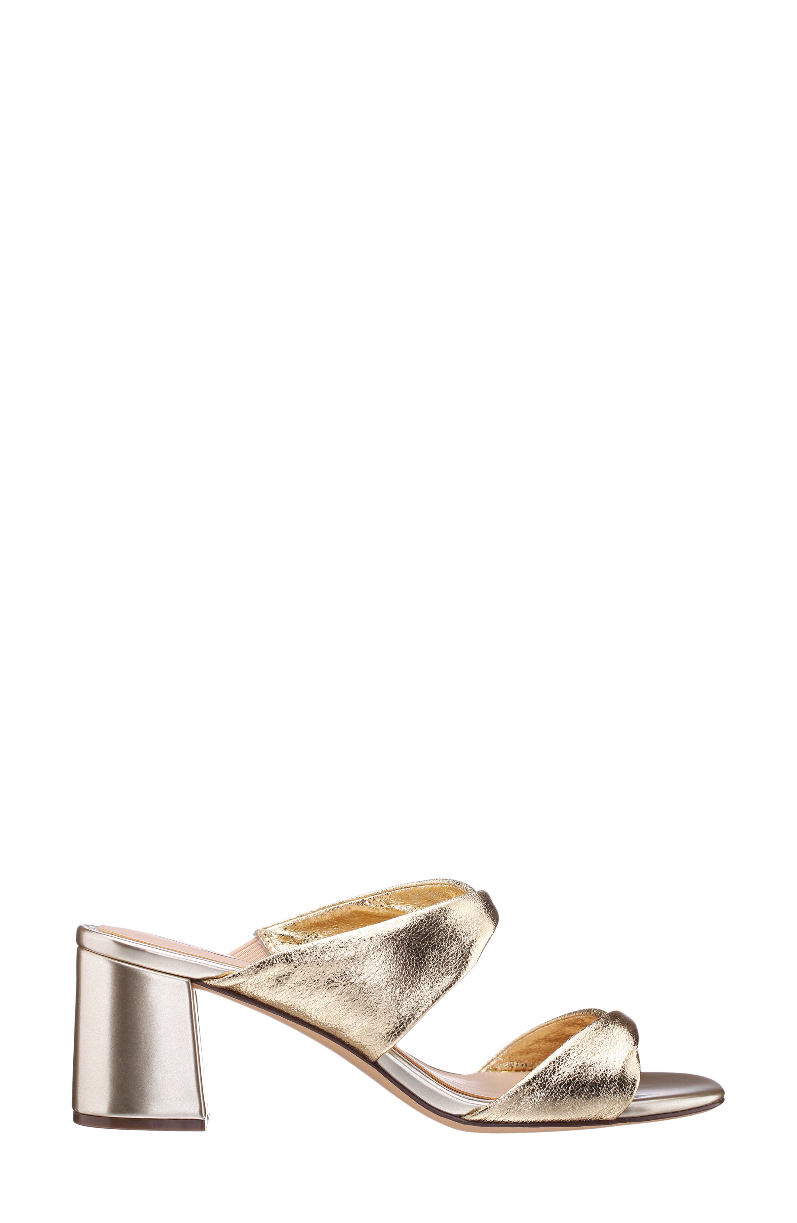 Nina Bassie Block Heel Slide Sandal, Alternate, color, Gold Sft