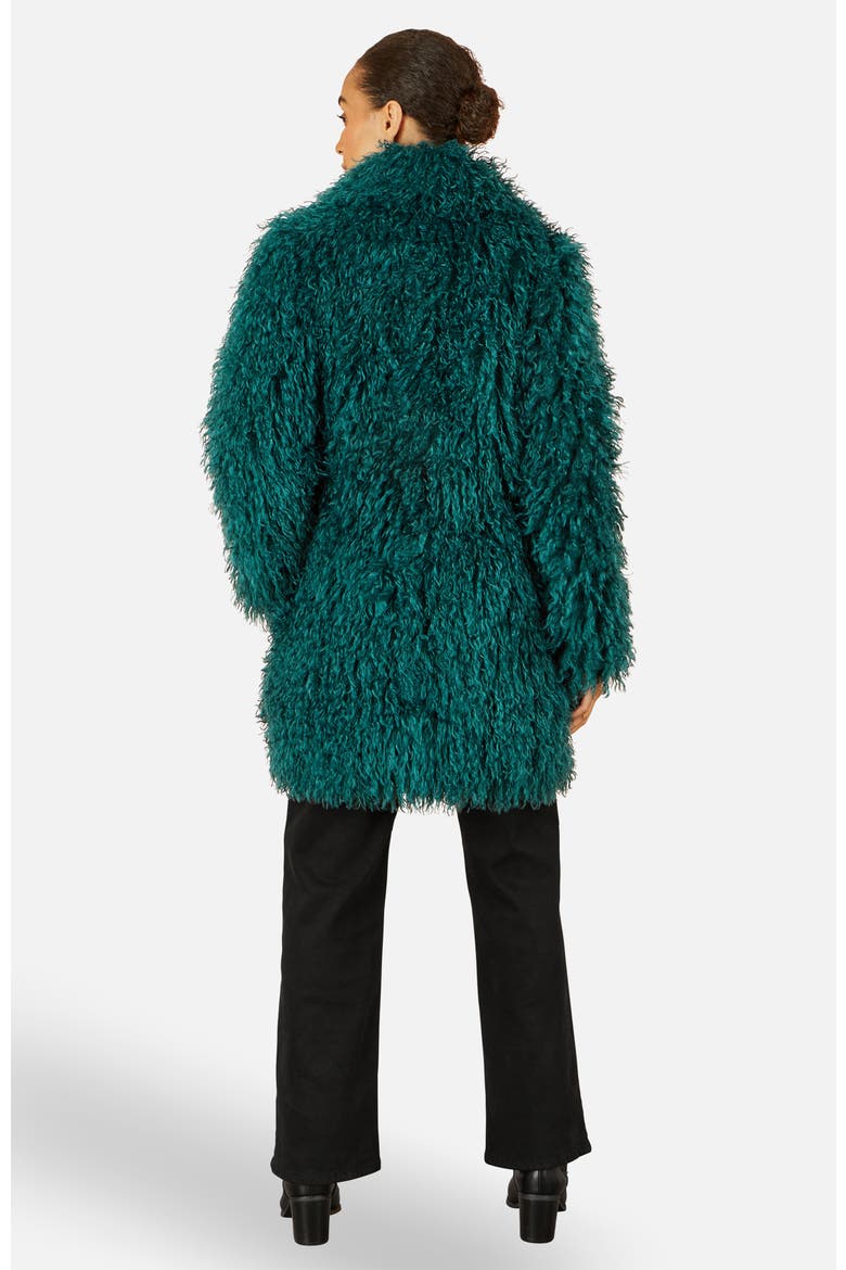 Luxe Long Hair Faux Fur Coat, Alternate, color, Teal