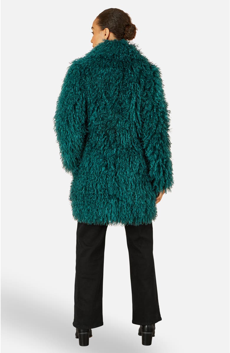 Yumi Luxe Long Hair Faux Fur Coat, Alternate, color, Teal