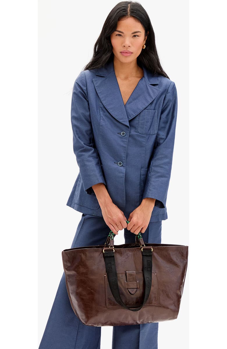 Clare V. Grande Bateau Leather Tote, Alternate, color, Mocha