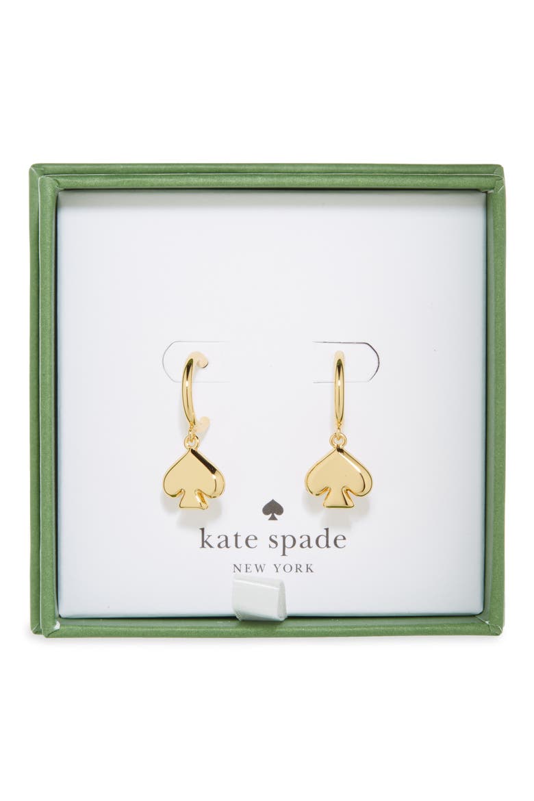 spade huggie hoop earrings, Main, color, GOLD