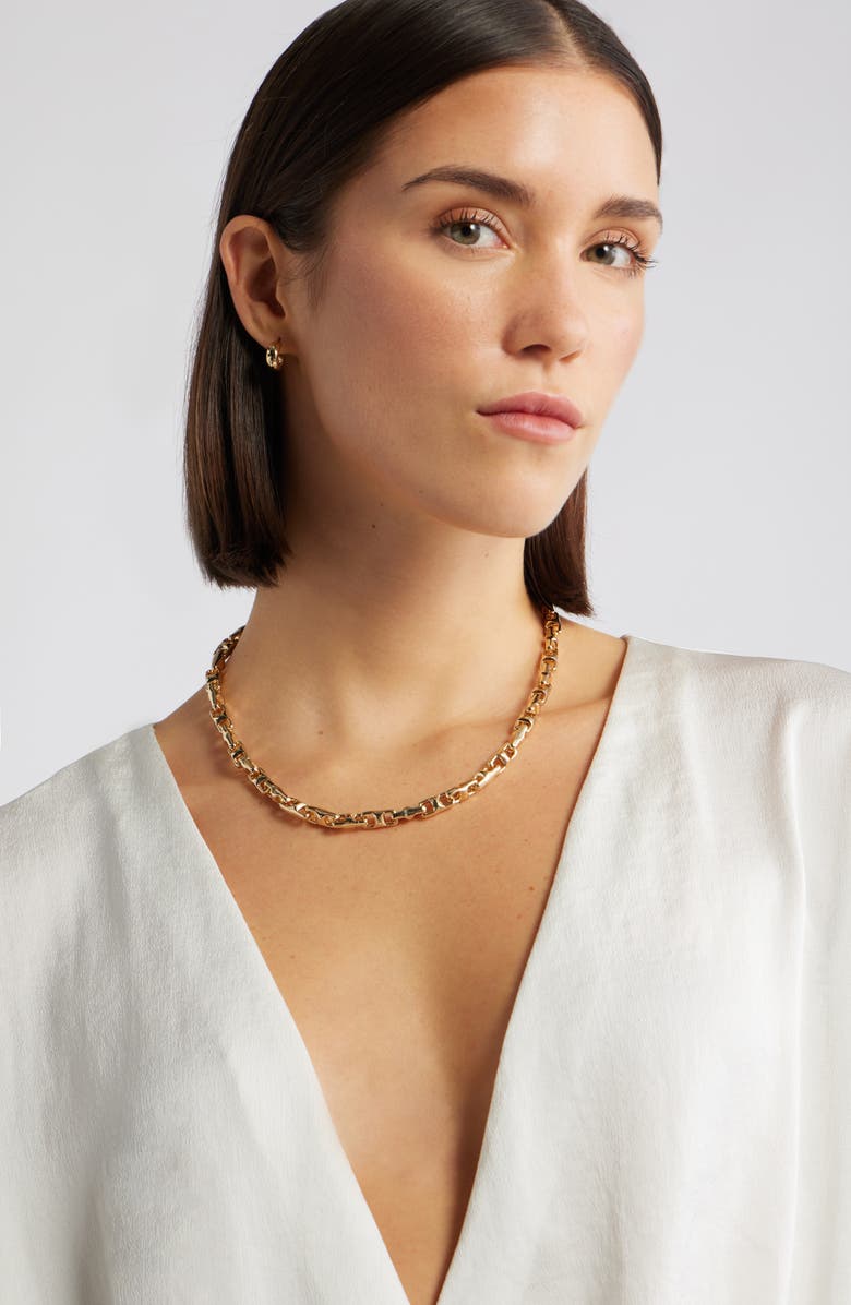 Nordstrom Square Mariner Link Necklace, Alternate, color, Gold