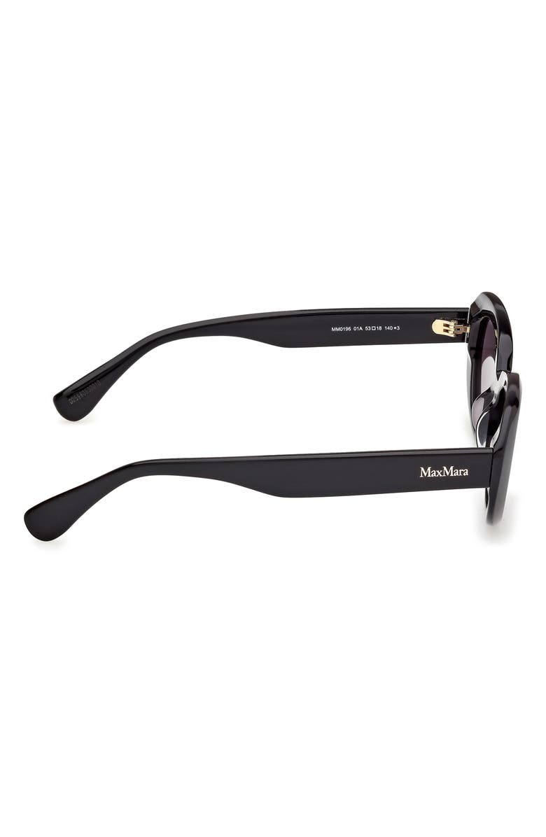 Max Mara 53mm Oval Sunglasses, Alternate, color, Black / Pale Gold / Smoke