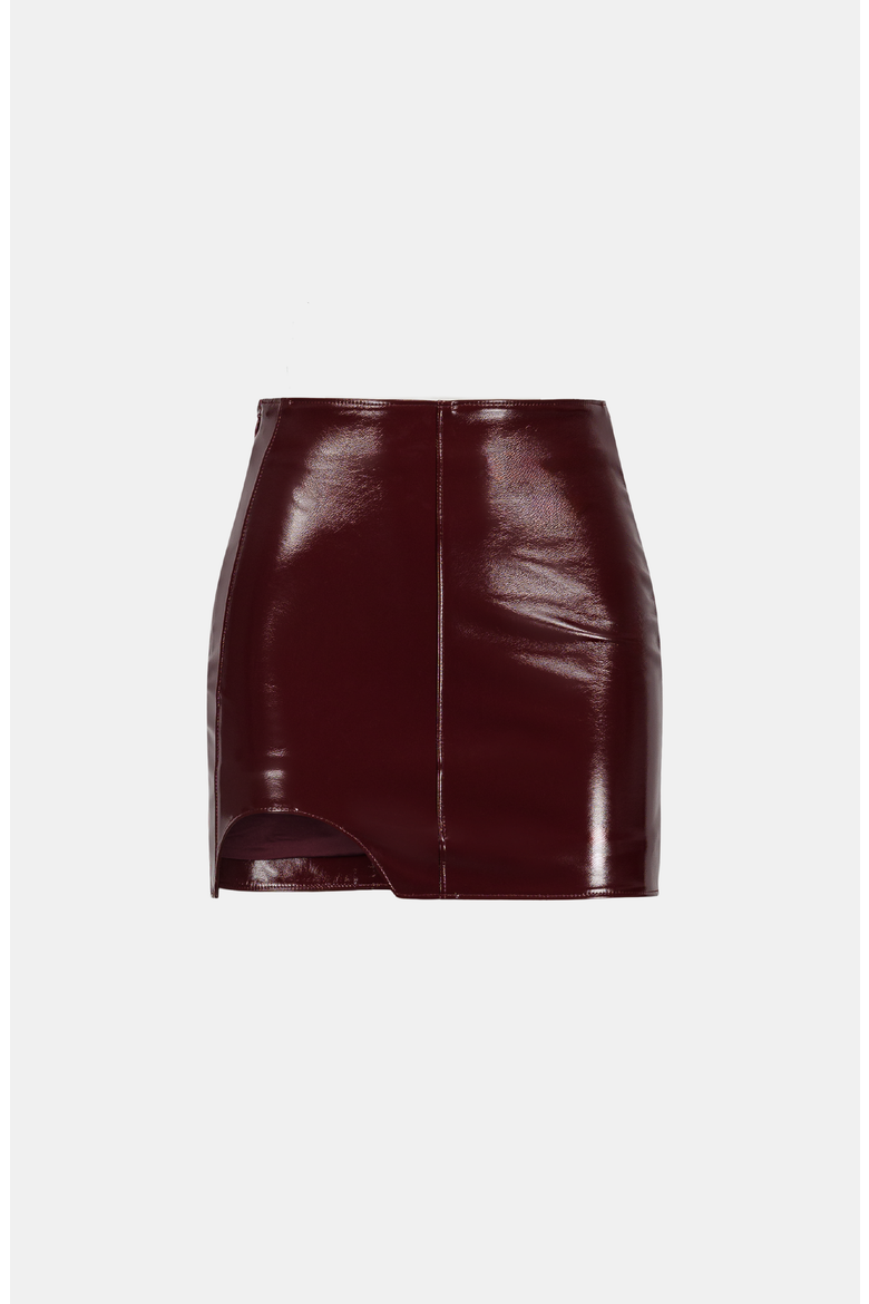Patent Mini Skirt, Main, color, Maroon
