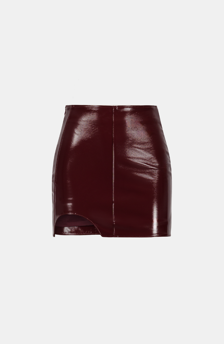 SAEMDI Patent Mini Skirt, Main, color, Maroon