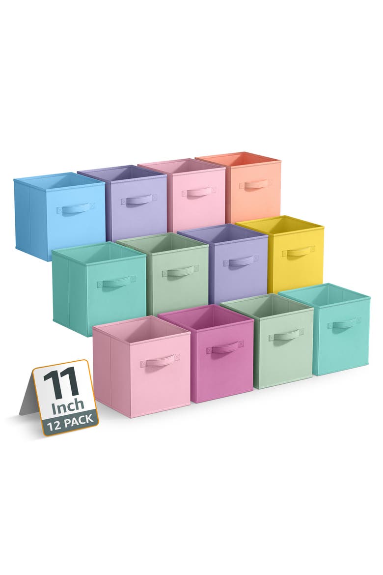 12-Pack Collapsible Storage Cubes, Main, color, GREEN/ MULTICOLORED PASTEL