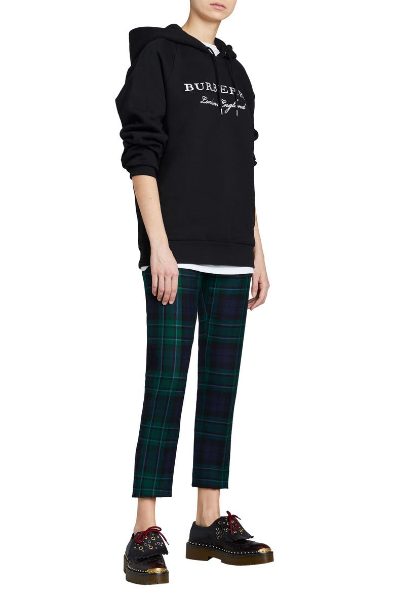 Krayford Embroidered Cotton Blend Hoodie, Alternate, color, BLACK