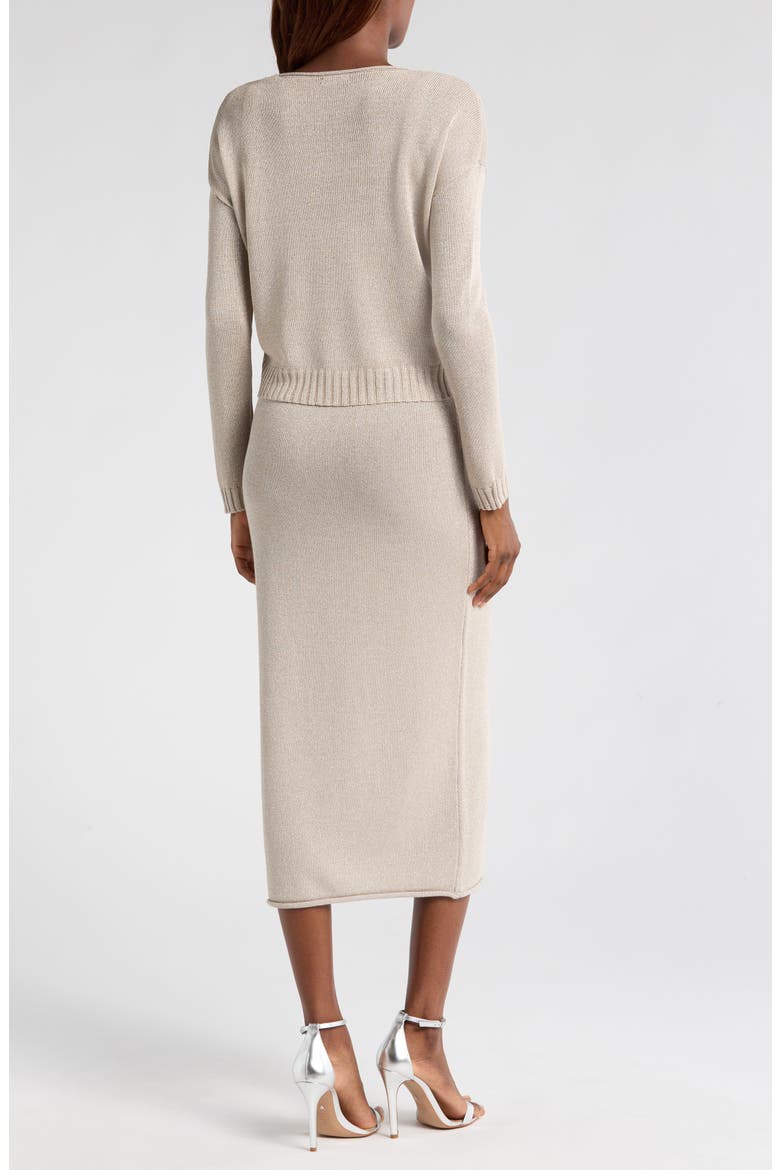 Metallic Long Sleeve Midi Sweater Dress, Alternate, color, MOONSHINE