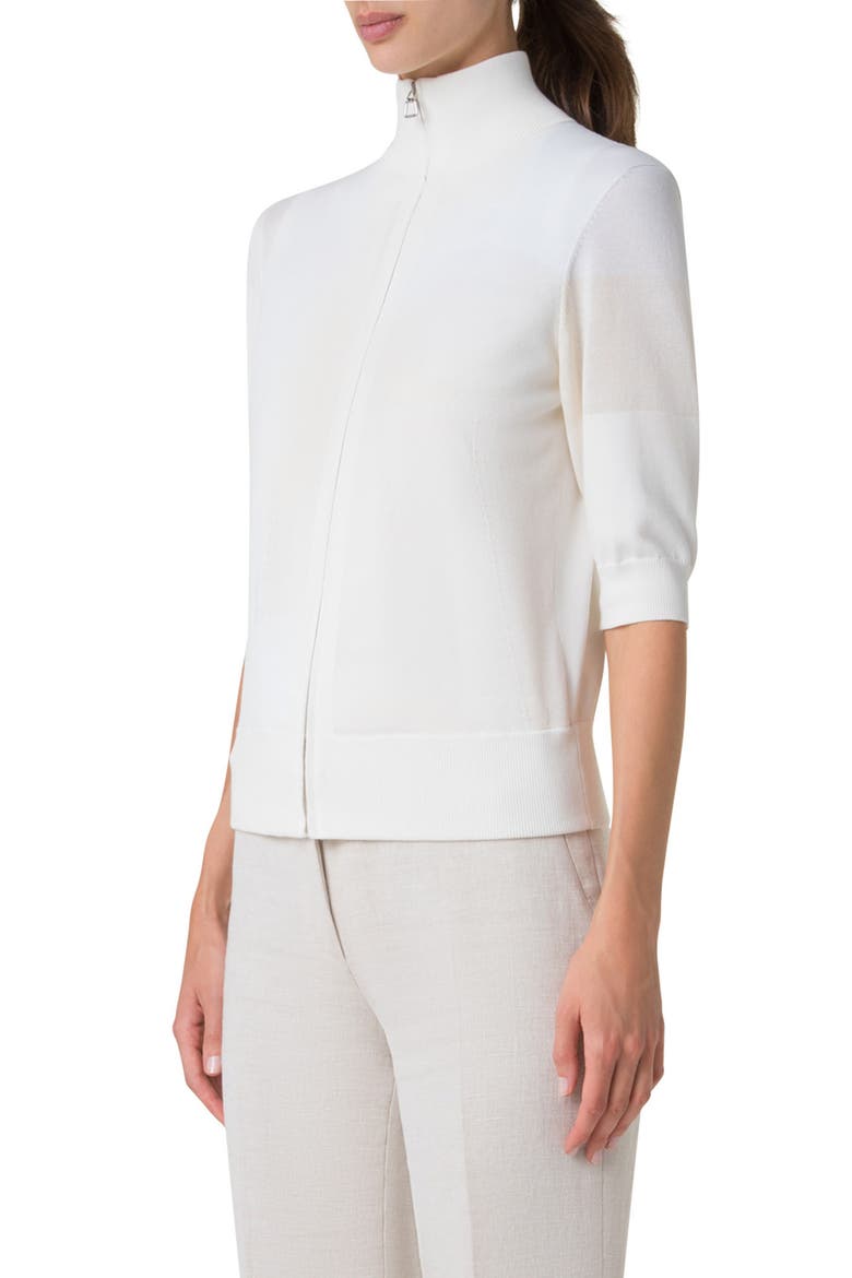 Trapeze Rayonnant Jacquard Full Zip Cardigan, Alternate, color, ECRU