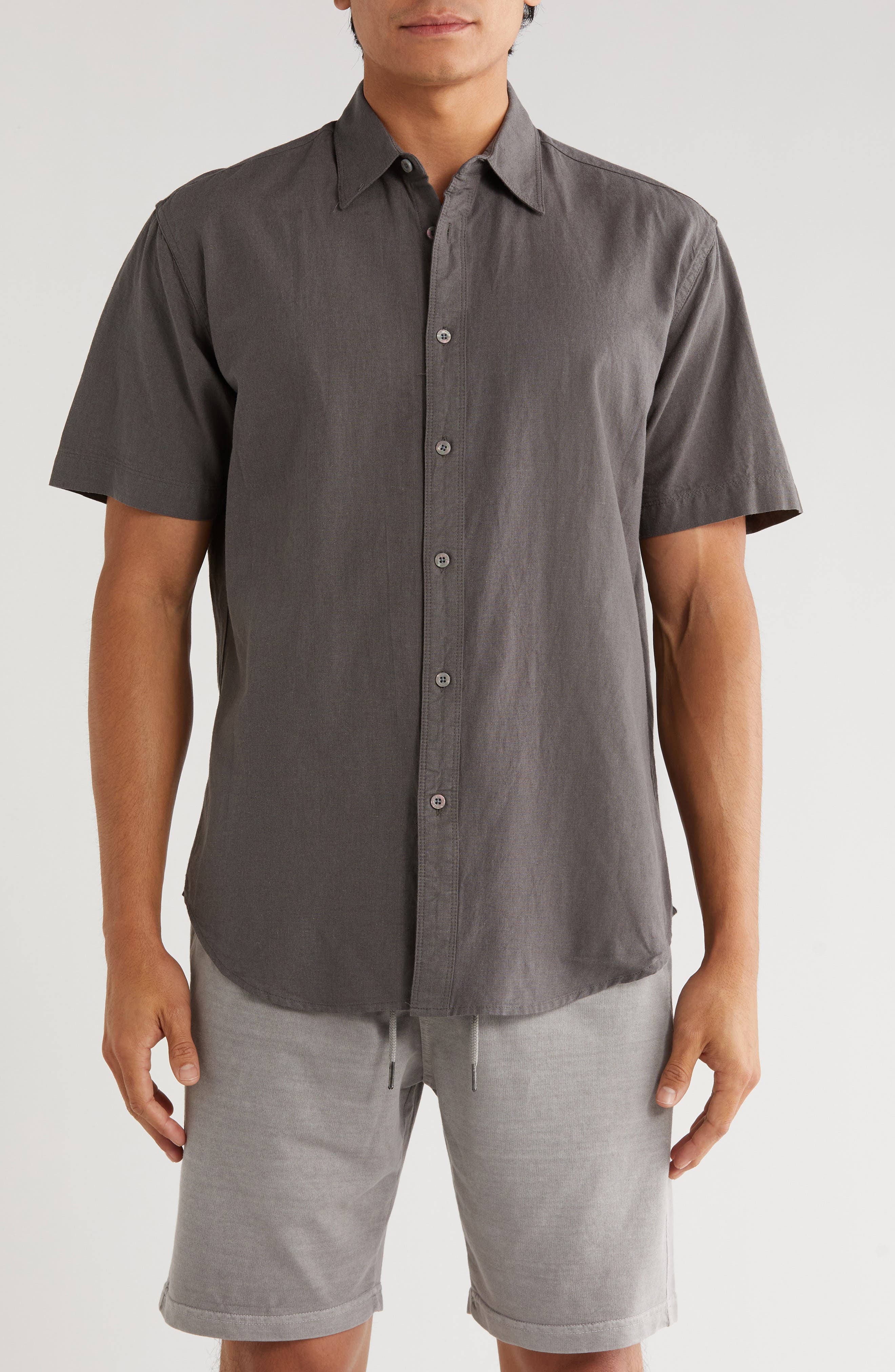 Coastaoro Aarav Short Sleeve Linen Blend Button-Up Shirt