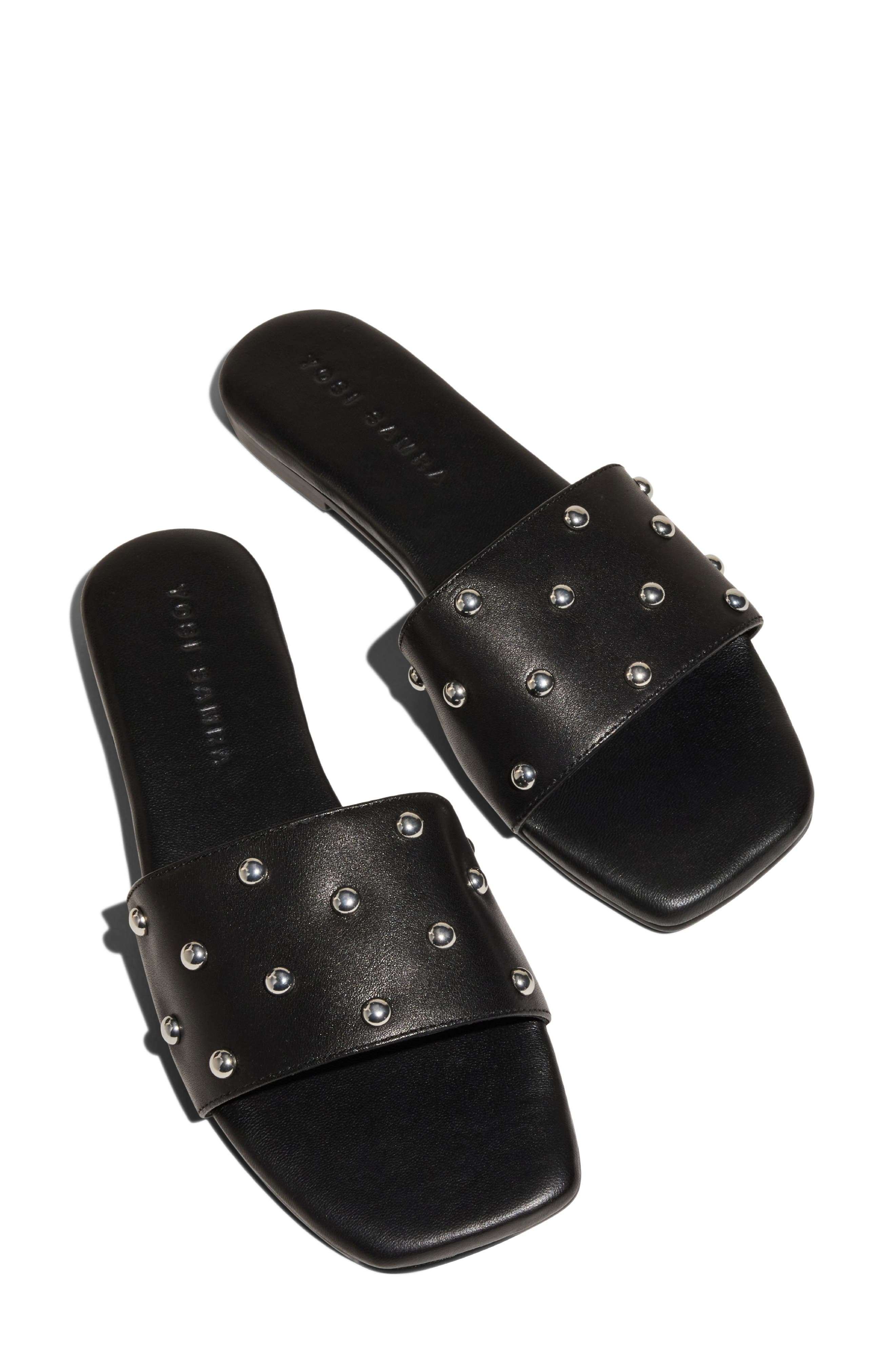 Yosi Samra Harley Studded Slide Sandal, Alternate, color, Black