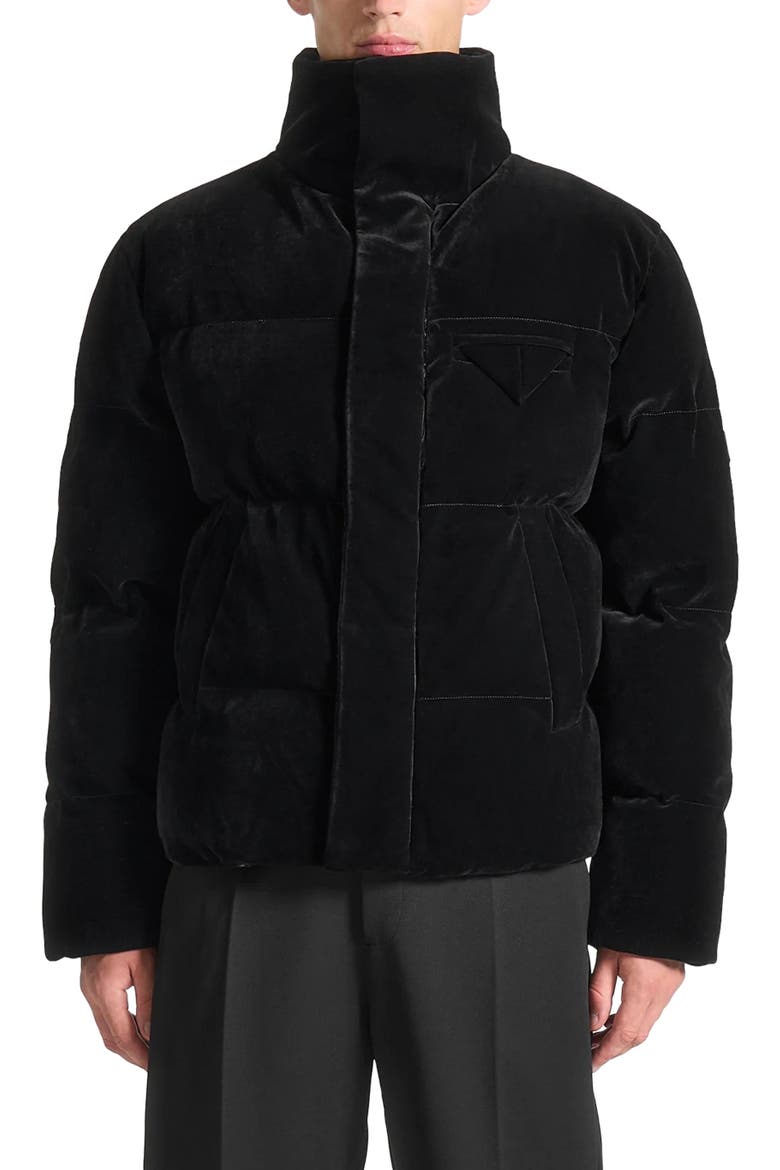 Velvet Puffer Jacket, Alternate, color, Black