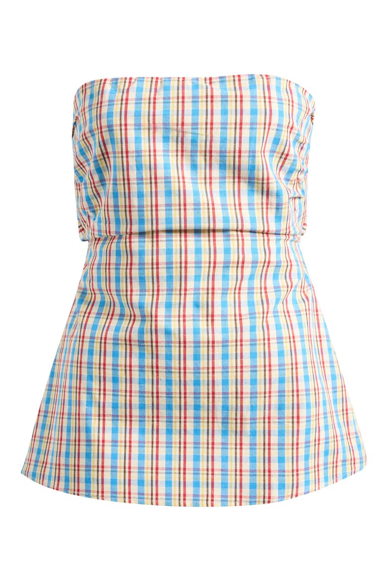 Isole Plaid Strapless Cutout Tie Back Top, Alternate, color, SOFIA CHECK