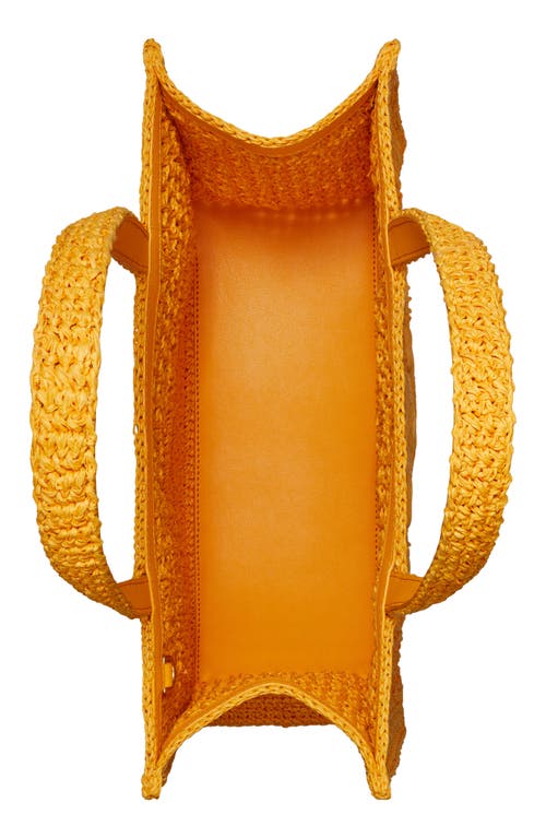 Tory Burch 'ella' Orange Shopper With Woven Design And Embroidered Logo On The Front In Raffia Woman In Peachy