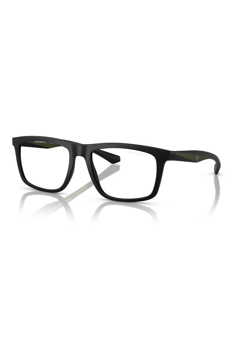 55mm Square Optical Glasses, Alternate, color, MATTE BLACK / CLEAR