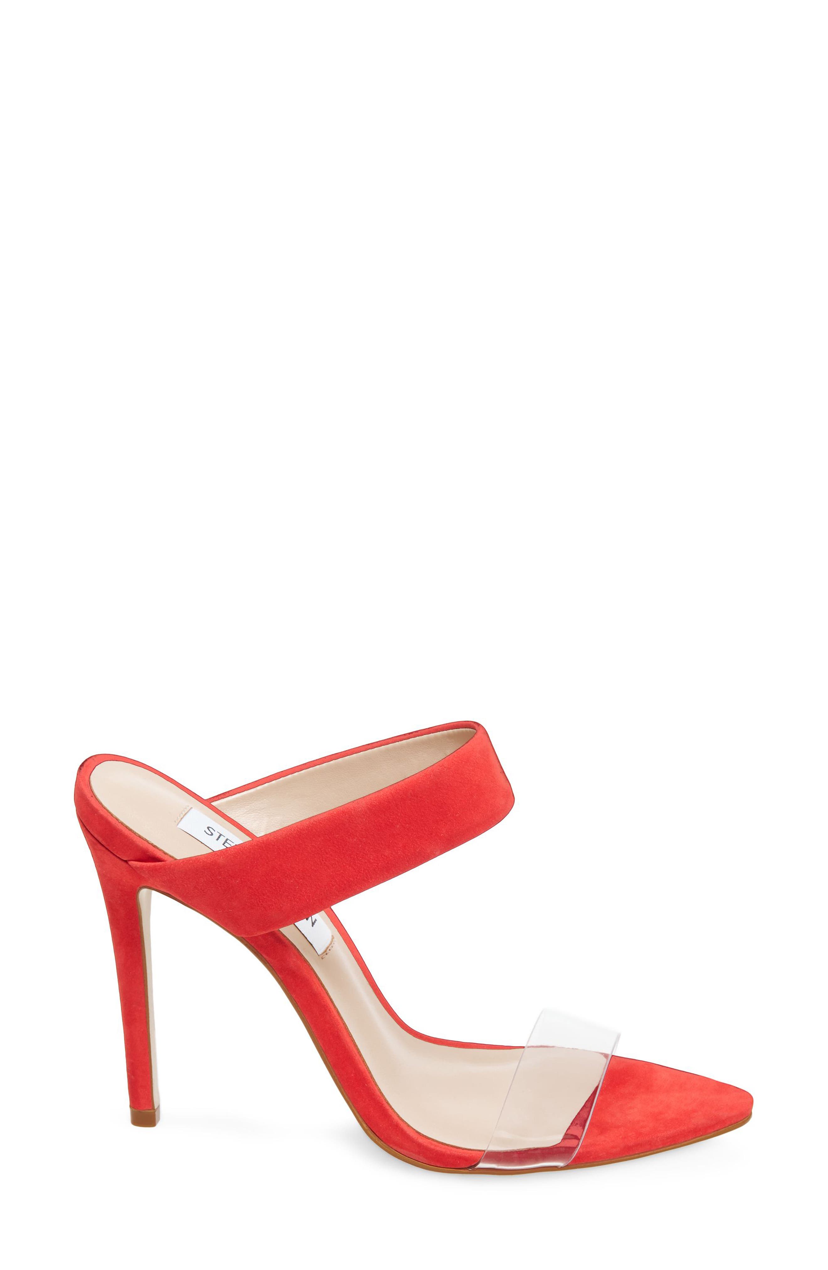 Amaya Clear Slide Sandal, Alternate, color, RED NUBUCK LEATHER