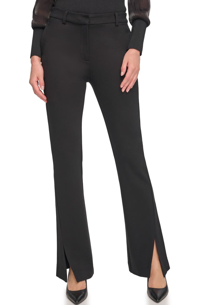 DKNY Split Hem Flare Leg Ponte Pants, Main, color, 