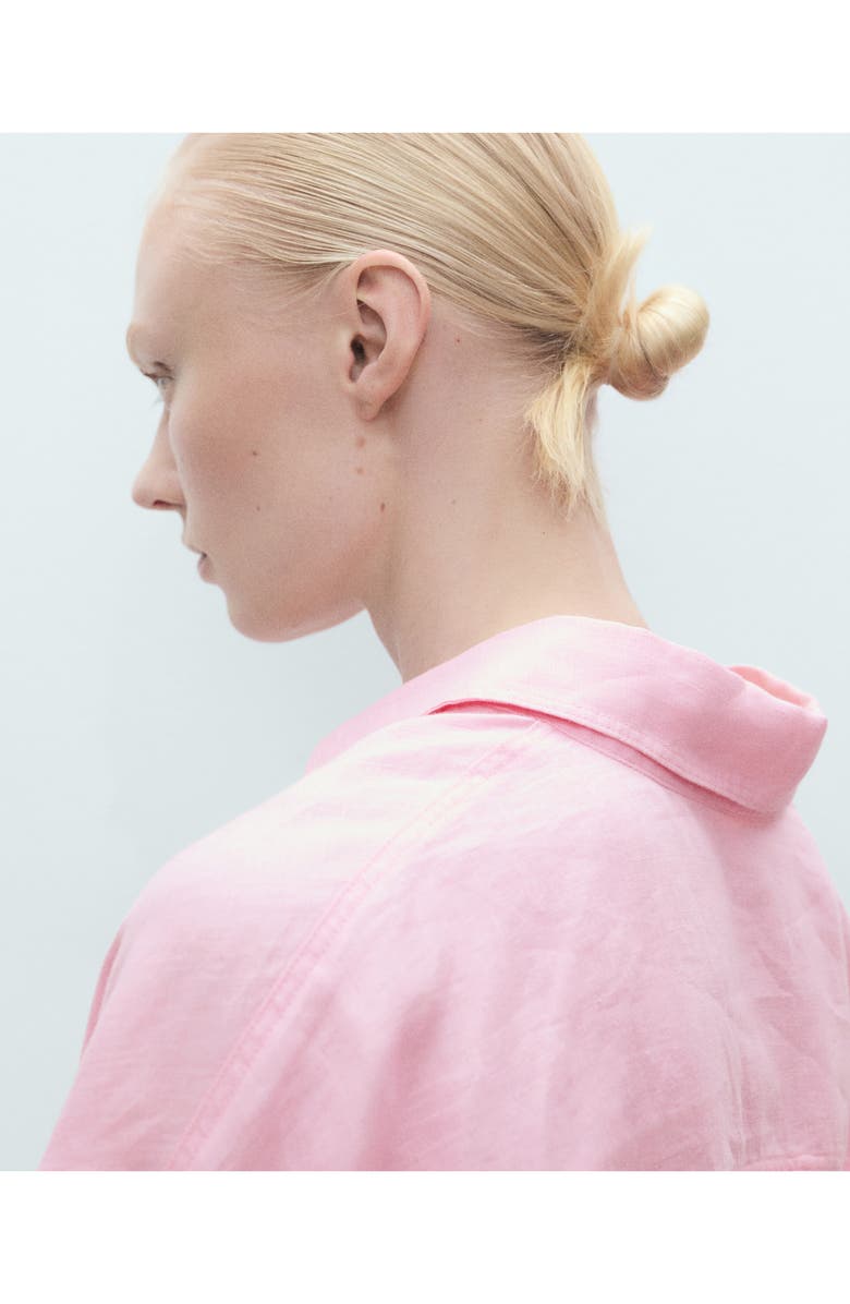 MANGO Oversize Linen Button-Up Shirt, Alternate, color, 