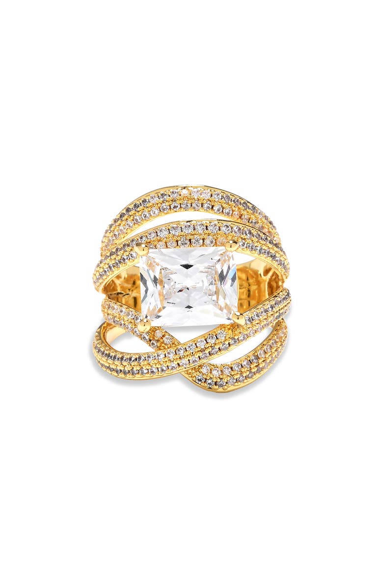 Cubic Zirconia Statement Ring, Alternate, color, GOLD