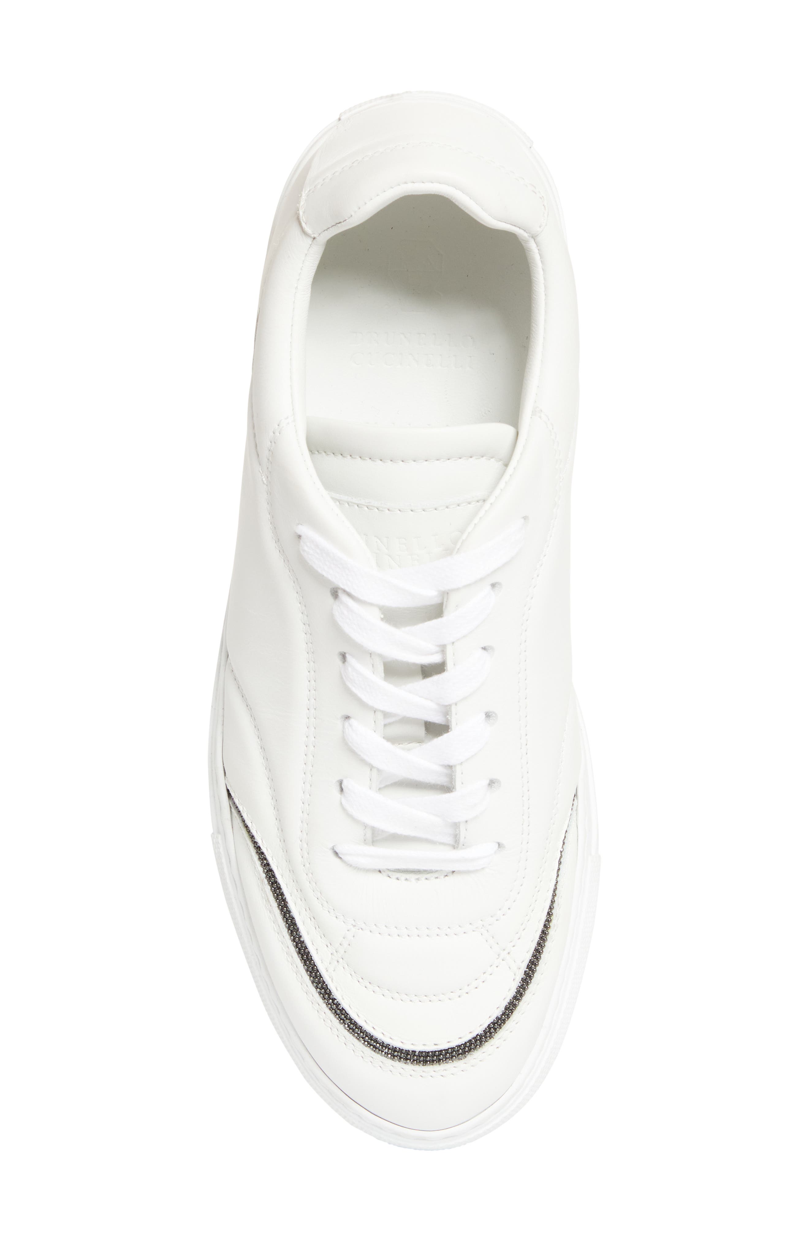 Brunello Cucinelli Monili Trim Low Top Sneaker, Alternate, color, Blanco