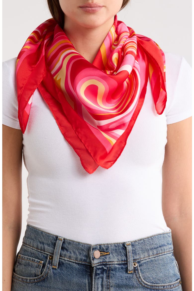 Swirl Away Crepe Satin Scarf, Main, color, PINK MULTI