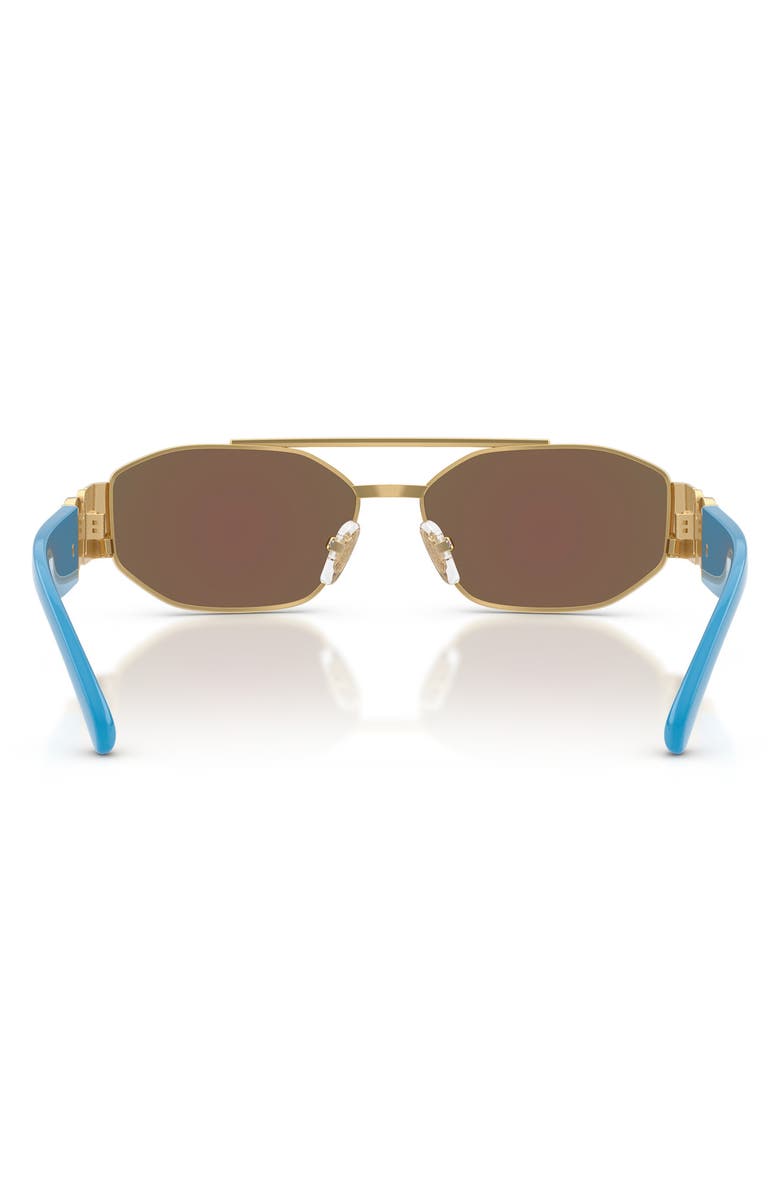 Versace Kids' 50mm Rectangular Sunglasses, Alternate, color, Gold / Light Green Mirror Blue