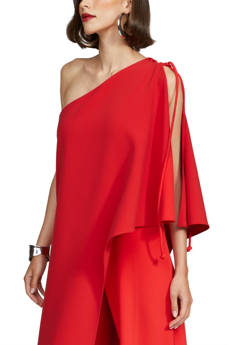 Ignacia One-Shoulder Wide Leg Crepe Jumpsuit, Alternate, color, FLAME