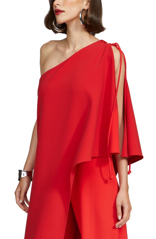 HALSTON HALSTON IGNACIA ONE-SHOULDER WIDE LEG CREPE JUMPSUIT 