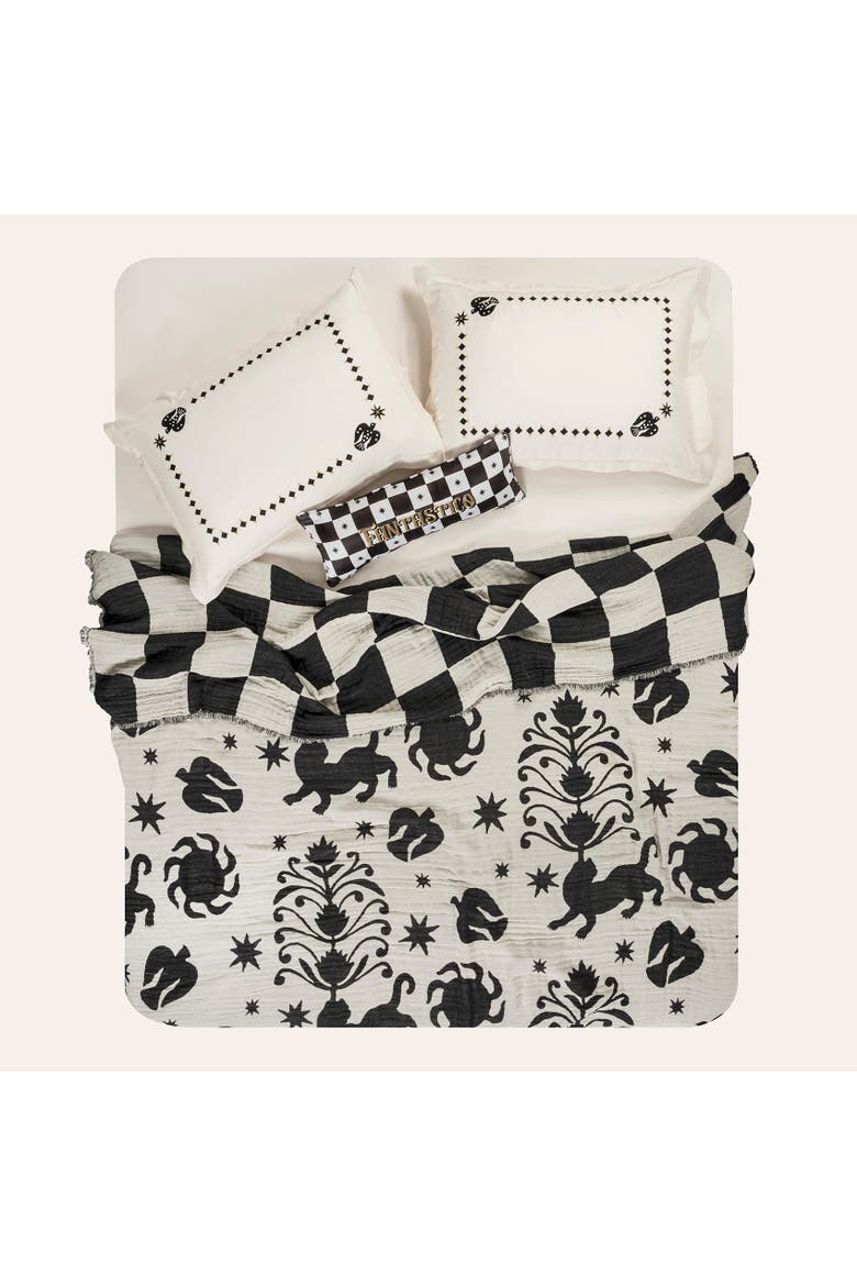 Costa Double-faced Statement Bedding, Alternate, color, Ivory - Black