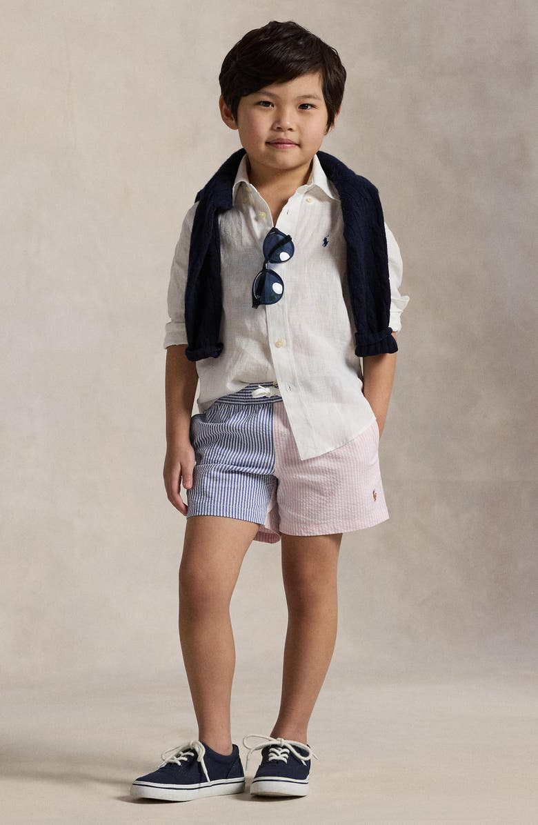 Polo Ralph Lauren Kids' Solid Linen Button-Down Oxford Shirt, Alternate, color, White