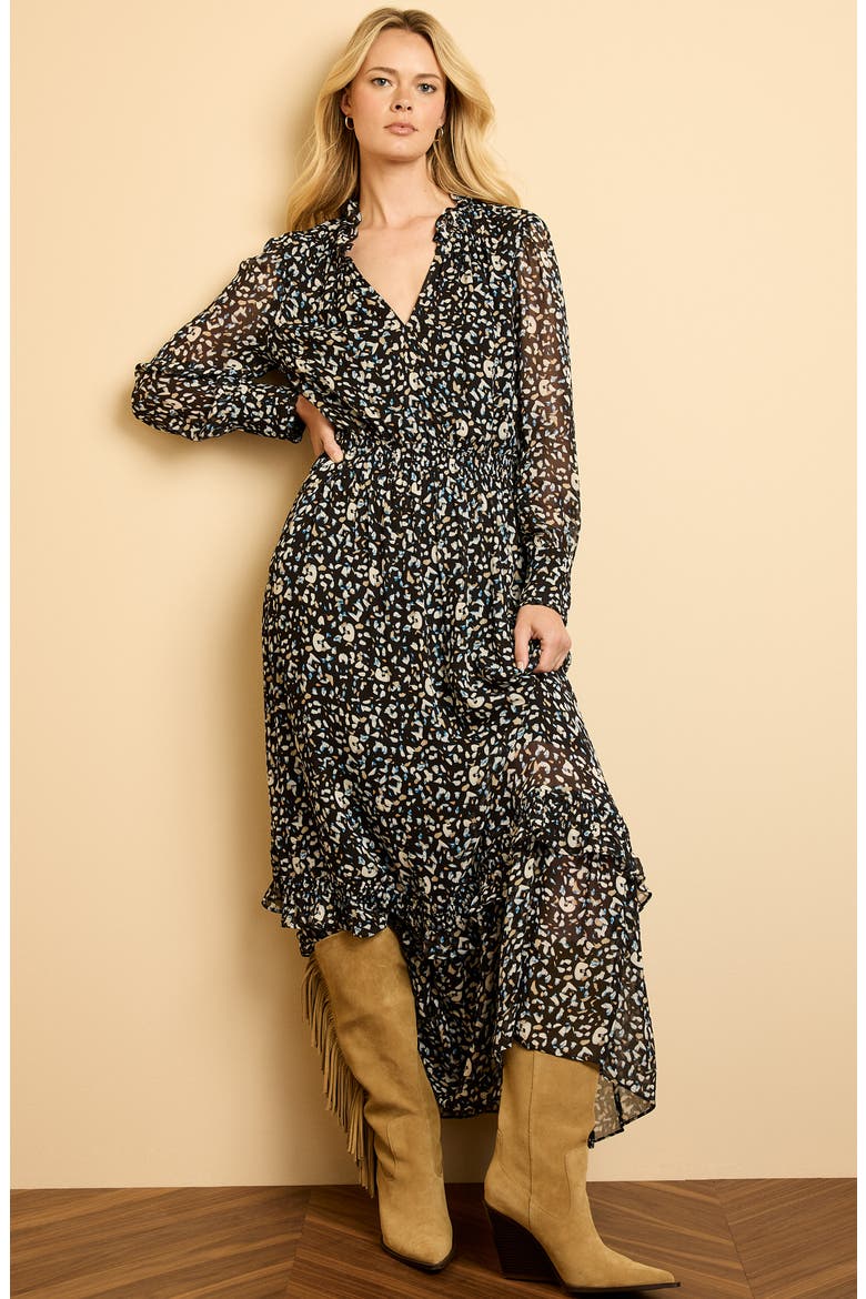 Anabelle Cheetah Print Long Sleeve Dress, Alternate, color, BLACK MULTI