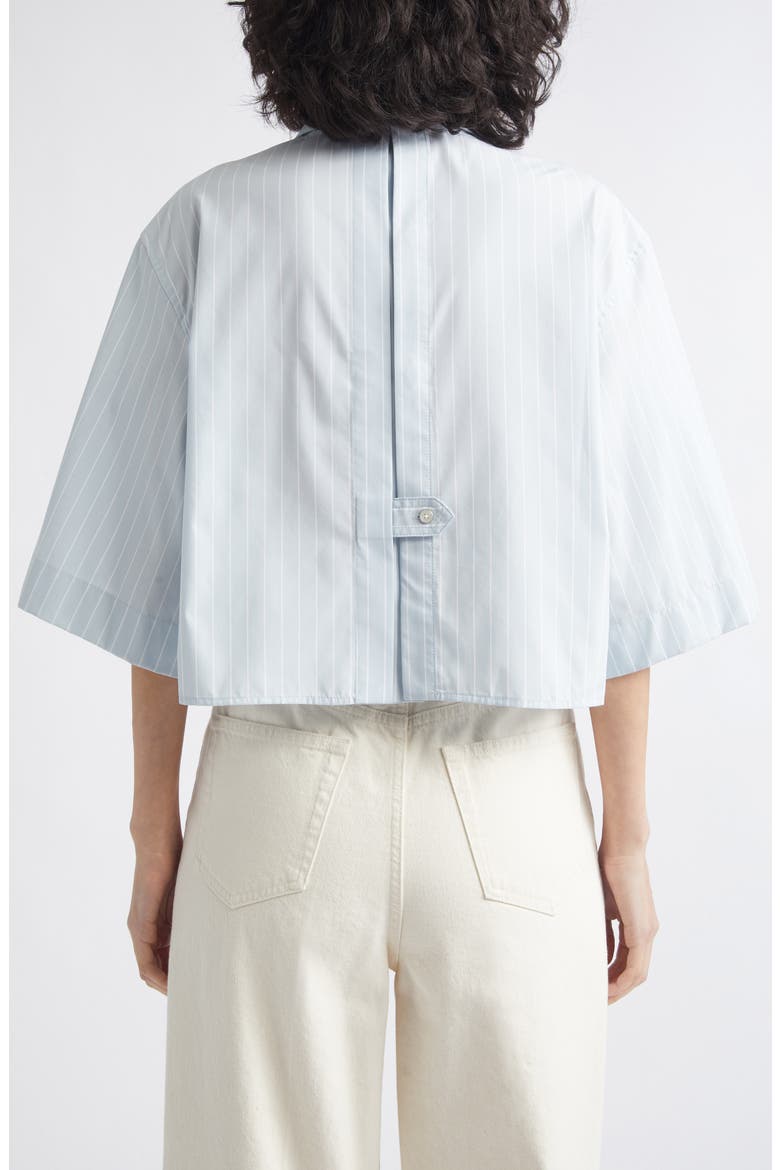 Stripe Button-Up Cotton Blend Crop Top, Alternate, color, LIGHT BLUE MULTI