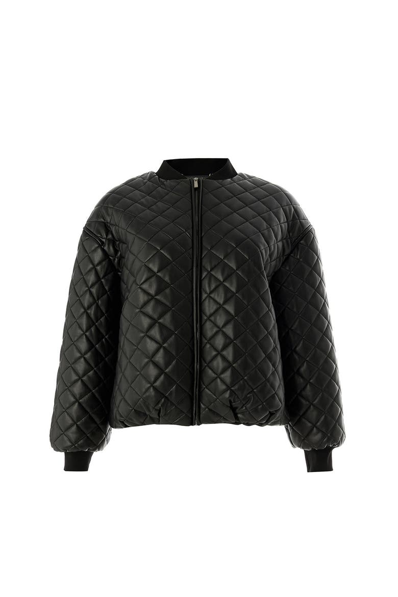 Dulce Quilted Faux Leather Jacket, Alternate, color, BLACK
