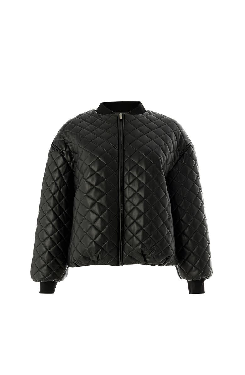 Exquise Dulce Quilted Faux Leather Jacket, Alternate, color, Black