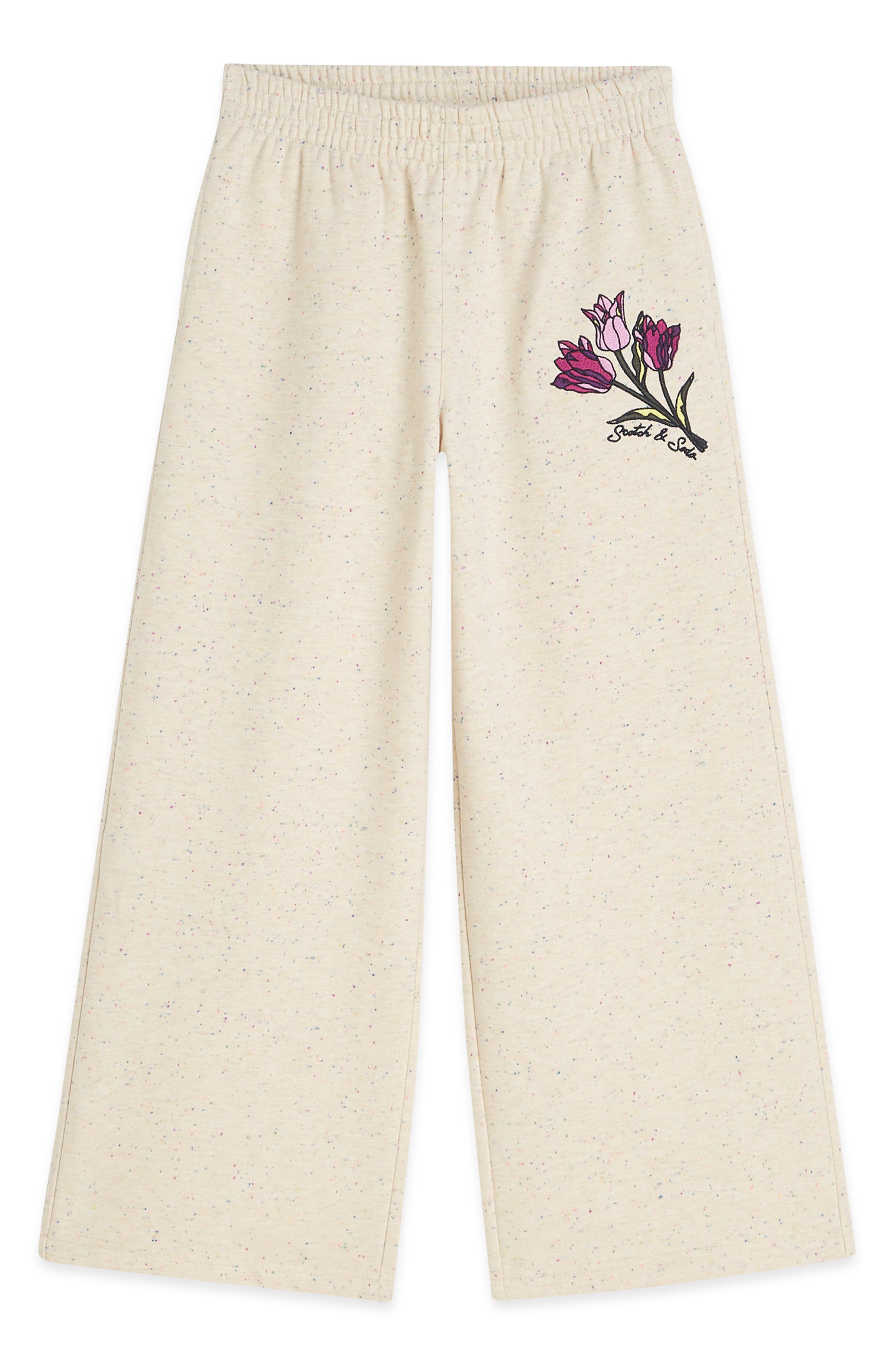 Kids' Embroidered Fleece Wide Leg Pants